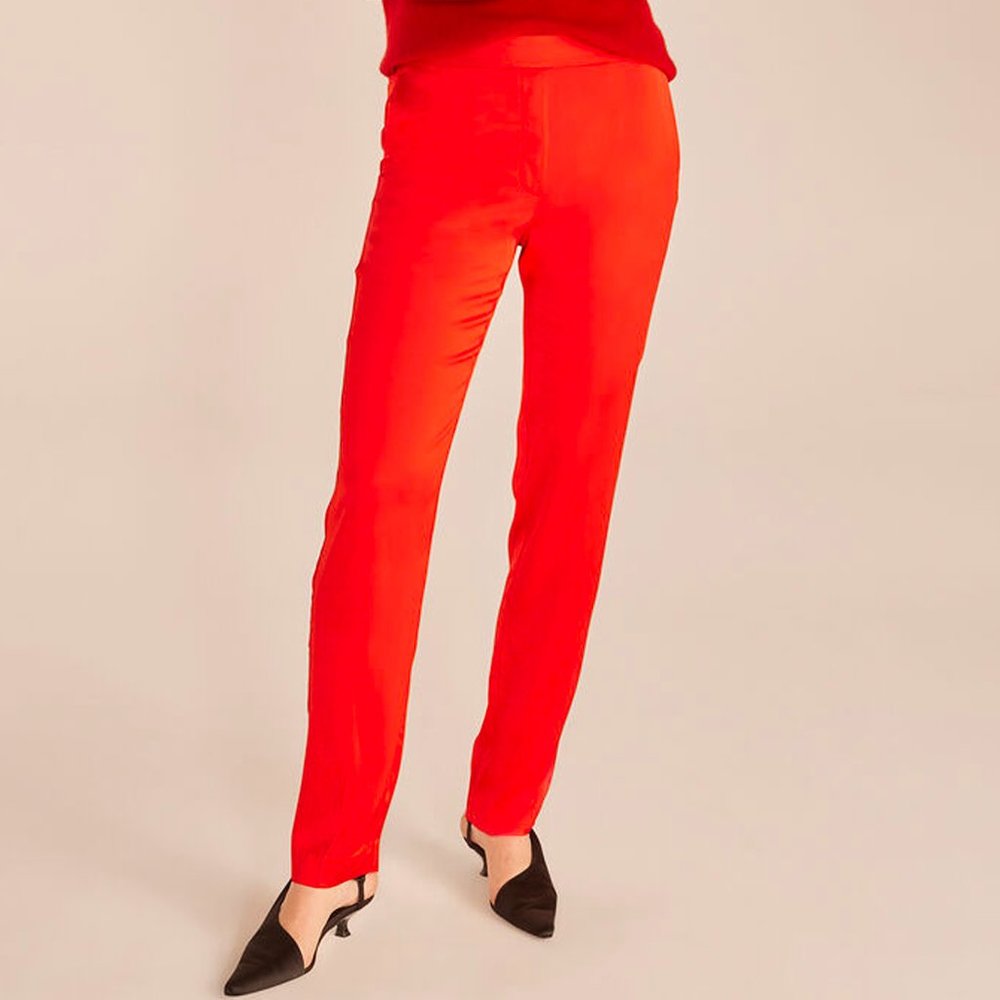 Rebecca Taylor Red Satin Cigarette Pants- Size 4- New With Tags- Originally $395